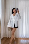 Yarasa Kol Keten Kimono - Beyaz