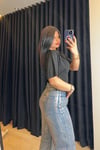 Yüksek Bel Geniş Paça Simli Parlak Jean