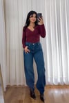 Yüksek Bel Midblue Straight Jean