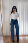 Yüksek Bel Midblue Straight Jean