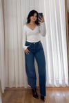 Yüksek Bel Midblue Straight Jean