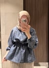 Premium Bluz Desenli Mavi