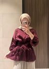 Premium Bluz Saten Bordo