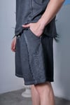 Oil Washed Reversible Antrasit Şort