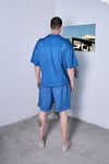 Oil Washed Reversible Mavi Şort