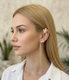 Çelik İncili Çiçek  Earcuff