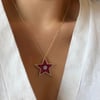Çelik Kristal Taşlı Yıldız Kolye