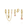 Çelik Midye İnci  6lı Set Küpe