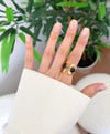 Çelik Siyah Taşlı Yüzük (Ayarlanabilir)