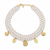 İncili Charmlı Choker Kolye