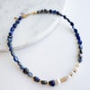 Lapis Lazuli Taşı - İnci Mix Kolye