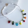 Murano Cam Charm  İnci  Kolye