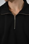 Oversize polo yaka sweatshirt Kazak Siyah