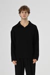 Polo Yaka Oversize Triko Kazak Siyah