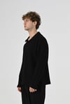 Polo Yaka Oversize Triko Kazak Siyah
