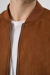 Slim Fit Kolej Yaka Fermuarlı Çift Cepli Mevsimlik Hafif İnce Süet Bomber Mont Ceket