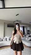 ACI KAHVE İÇİ ŞORTLU PİLELİ ETEK