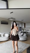 ACI KAHVE İÇİ ŞORTLU PİLELİ ETEK
