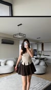ACI KAHVE İÇİ ŞORTLU PİLELİ ETEK
