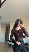 ACI KAHVE TRANSPARAN KAYIK YAKA BODY