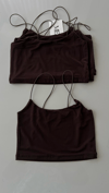 İP ASKILI ACI KAHVE  CROP TOP