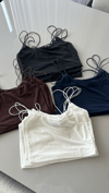 İP ASKILI ACI KAHVE  CROP TOP