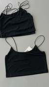 İP ASKILI SİYAH CROP TOP