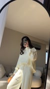 KREM RENGİ TRİKO DİK YAKA ÖRME İKİLİ TAKIM 