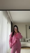 PUDRA PEMBESİ PANTOLON GÖMLEK MÜSLİN TAKIM