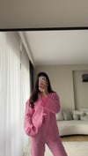 PUDRA PEMBESİ PANTOLON GÖMLEK MÜSLİN TAKIM