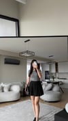 SİYAH İÇİ ŞORTLU PİLELİ ETEK