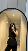 SİYAH KEMERLİ CEPLİ YELEK