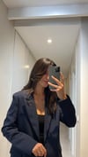VATKALI LACİVERT OVERSİZED ASTARLI BLAZER CEKET