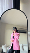 VATKALI PEMBE OVERSİZED ASTARLI BLAZER CEKET