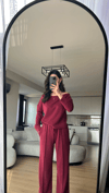 VİŞNE ÇÜRÜGÜ MODAL KUMAŞ İKİLİ TAKIM