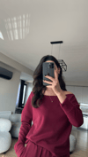 VİŞNE ÇÜRÜGÜ MODAL KUMAŞ İKİLİ TAKIM