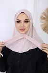 Çıtçıtlı Hijab Bone Açık Pudra