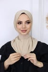 Çıtçıtlı Hijab Bone Bej