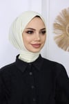 Çıtçıtlı Hijab Bone Ekru