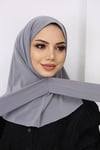 Çıtçıtlı Hijab Bone Gri