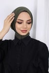 Çıtçıtlı Hijab Bone Haki