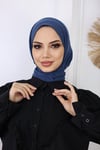Çıtçıtlı Hijab Bone İndigo Mavi