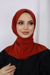 Çıtçıtlı Hijab Bone Kiremit
