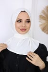 Çıtçıtlı Hijab Bone Krem