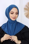Çıtçıtlı Hijab Bone Mavi