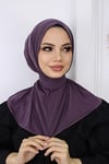 Çıtçıtlı Hijab Bone Pastel Mor