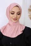 Çıtçıtlı Hijab Bone Pudra