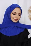 Çıtçıtlı Hijab Bone Saks Mavisi