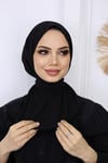 Çıtçıtlı Hijab Bone Siyah