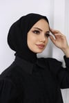 Çıtçıtlı Hijab Bone Siyah
